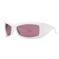 Matte white frame oversized sports sunglasses with pink-purple lenses for outdoor fashion - White Purple Lens