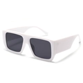 Modern white square frame sunglasses with dark gray lenses in a stylish 45-degree view - C5 White Frame Black Grey