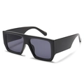 Detailed side view of classic black thick-temple square sunglasses with grey lenses - C7 Black Frame Black Lens