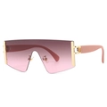 Retro Oversize-Schild-Sonnenbrille mit pinkfarbenem Farbverlauf und Goldakzenten - Rosa Farbverlauf