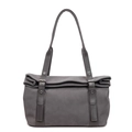 Bolso tote minimalista de gran capacidad en gris oscuro mate con hebillas y remaches - Gris