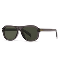 Lunettes de soleil aviateur vintage avec monture grise transparente et verres vert foncé - Gris / Vert