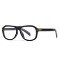 Retro oversized black square glasses frames with premium gold arrow detail and blue light lenses - Black