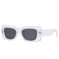 Modern polygonal transparent sunglasses with star studs and dark rectangle lenses - Transparent Black Gray