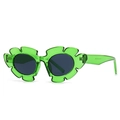 Retro square oversized sunglasses with translucent neon green polygon frames and dark lenses - Green Frame Gray Lens