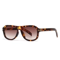 Retro tortoiseshell sunglasses with brown gradient lenses and signature metal arrow hinges - Leopard / Gradient Tea
