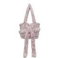 Chic pink and brown leopard print faux fur tote bag with decorative shoulder straps - Pink Leopard with Bow