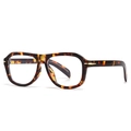 Lunettes aviateur vintage en écaille avec détails dorés et verres transparents - Imprimé léopard
