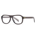 Retro pilot eyeglasses in transparent grey acetate with gold metal arrow hinge detail - Gray