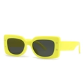 Modern rectangle bright yellow sunglasses with dark grey lenses and star metallic accents - Yellow Black Grey