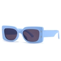 Retro rectangular light blue sunglasses with gold star studs and dark lenses - Blue Purple