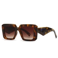 Baroque tortoiseshell square sunglasses with brown gradient lenses and triangle detail - Tortoise Shell with Tea Lens