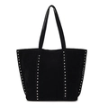 Large black suede tote bag featuring silver rivet studs and a spacious shoulder design - Black