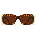 Lunettes de soleil œil-de-chat rectangulaires avec monture écaille et détails dorés - Imprimé Léopard Verres Thé