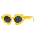 Retro oversized square sunglasses with bright yellow floral frame and dark lenses - Yellow Frame Gray Lens