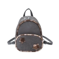 Mini-Rucksack in Grau-Matt mit Leoparden-Kunstpelzbesatz und Stern-Patches für Street-Style - Grau