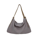 Grande borsa tote grigia in nylon con spalline in pelle per pendolarismo e viaggi - Grigio