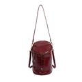 Bolso cubo cilíndrico en color burdeos brillante con correa ajustable y doble cremallera - Rojo