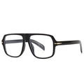 Modern square black oversized sunglasses with elegant gold arrow metal accents - Black / Transparent
