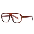Modern oversized square sunglasses in translucent tea brown resin with gold metal accents - Tea / Transparent
