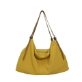 Grande borsa hobo in nylon giallo senape con tracolle regolabili marrone scuro - Giallo