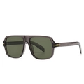 Modern square sunglasses featuring transparent grey acetate frames and green lenses - Grey / Green