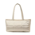 Stijlvolle gewatteerde puffer shopper in champagne goud met metallic glans en ruimte - 48*11*22.5cm / Wit