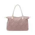 Borsa tote trapuntata rosa con motivo a S e manici bianchi per pendolari - Rosa