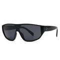 Lunettes de soleil oversize noires à sommet plat avec rivets dorés sur les branches - Noir
