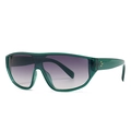 Lunettes de soleil bouclier oversize avec monture verte transparente et verres dégradés - Vert Transparent