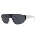 Lunettes de soleil bouclier blanches à dessus plat avec verres foncés et rivets - Blanc