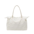 Borsa tote trapuntata bianca con motivo a lettere S e chiusura a zip capiente - Bianco Sporco
