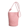 Sac seau rose clair tissé à la main en cuir avec fine bandoulière tressée - Rose / Moyen 25*16*26cm