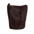 Handwoven dark brown leather bucket bag with a minimalist shoulder strap design - Brown / Medium 25*16*26cm