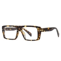 Klassieke vierkante bril met schildpadmotief en gouden T-vormige metalen versiering - Luipaard Frame Transparant Heldere Glazen
