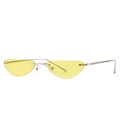 Retro Y2K cat-eye sunglasses with yellow transparent lenses and slim silver metal frames - Silver Frame Yellow Lens