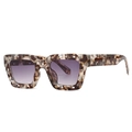 Square tortoiseshell sunglasses with gradient purple lenses and cutout hollow frames - Hawksbill Gray (C7)