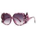Modern square cat-eye sunglasses with purple tortoiseshell frame and gradient lenses - Purple Tortoiseshell Gradient Grey