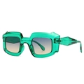 Moderne neongrüne, durchsichtige geometrische Sonnenbrille mit Verlaufsgläsern - Grün Blau Tee (C5)