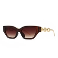 Gafas de sol cat-eye de carey con patillas de cadena de metal dorado y cristales marrones - C5 Té Té Doble