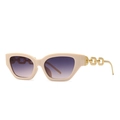 Gafas de sol retro ojo de gato beige con lentes degradadas lila y patillas de cadena oro - C2 Rosa Doble Gris