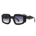 Moderne schwarze geometrische Oversize-Sonnenbrille mit lila Verlaufsgläsern - Schwarz Verlauf Grau (C7)