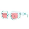 Retro-Polygon-Sonnenbrille mit grünem Rahmen und rosa Gläsern für modischen Streetstyle - Cyan Rosa (C2)