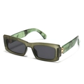 Gafas de sol rectangulares retro con montura verde oliva y patillas de mármol - Montura Verde Oscuro Lentes Gris Negro