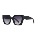 Oversized black square sunglasses with gradient purple lenses and wide frame for women - C1 Black Gradient Gray