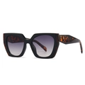 Occhiali da sole quadrati oversize con montatura nera e aste tartarugate retrò - C4 Tartaruga Nera Sfumato Grigio