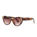 Lunettes de soleil œil de chat écaillé avec détails décoratifs en métal doré en V - Écaille de Tortue/Verre Dégradé Marron