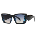 Lunettes de soleil œil-de-chat modernes avec accents marbrés bleus et branches larges - Écaille Bleue (C4 Écaille Bleue)