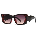 Moderne quadratische Übergroße Sonnenbrille mit Schildpatt-Akzenten und Verlaufsgläsern - Rotes Schildpatt (C3 Rot Schildpatt)