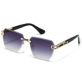 Modern flat top rimless sunglasses with purple gradient lenses and black gold frame - Gold Frame Gradient Gray Lens